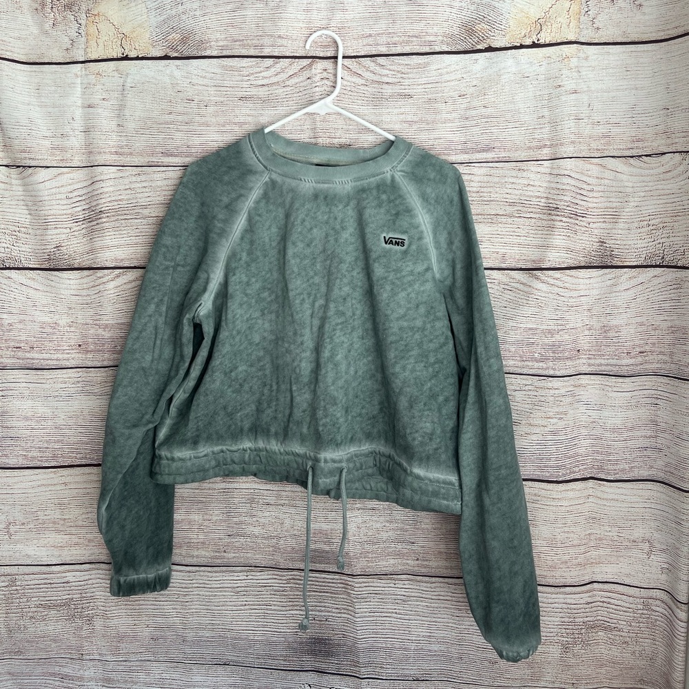 VANS women’s cropped drawstring crewneck sweater sz L
